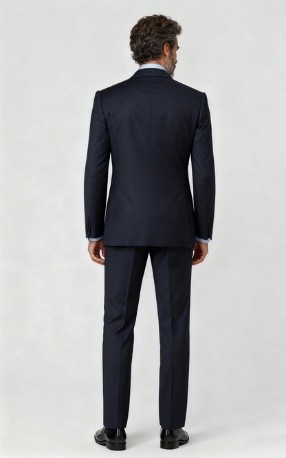 Custom Suit Blue Black Camel Silk Brocade