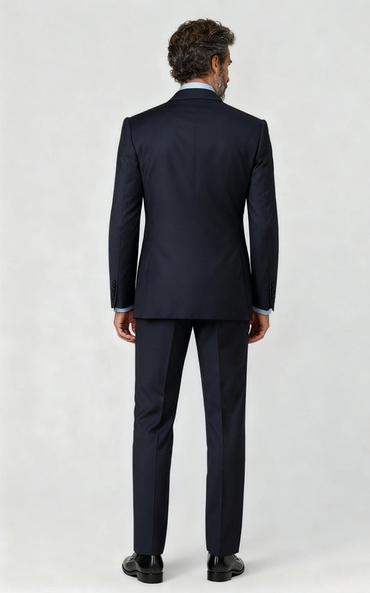 Custom Suit Blue Black Camel Silk Brocade