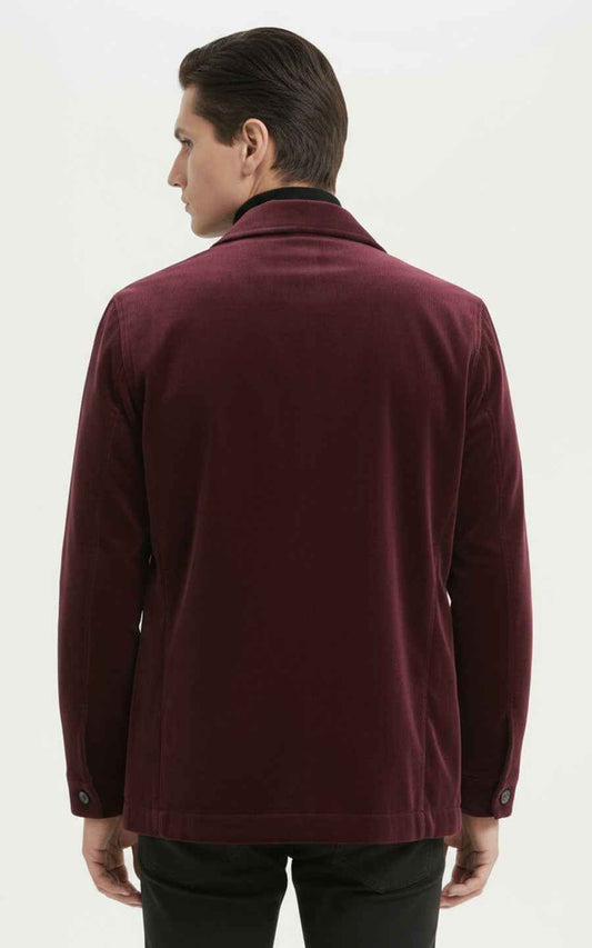 Vintage Corduroy Jacket - Burgundy Button-Up Style