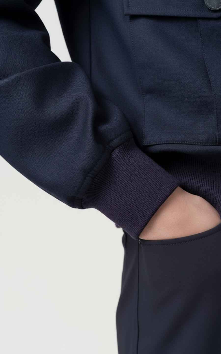 Navy Wool Bomber Jacket Premium Tailored Mens Outerwear