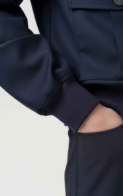 Navy Wool Bomber Jacket Premium Tailored Mens Outerwear