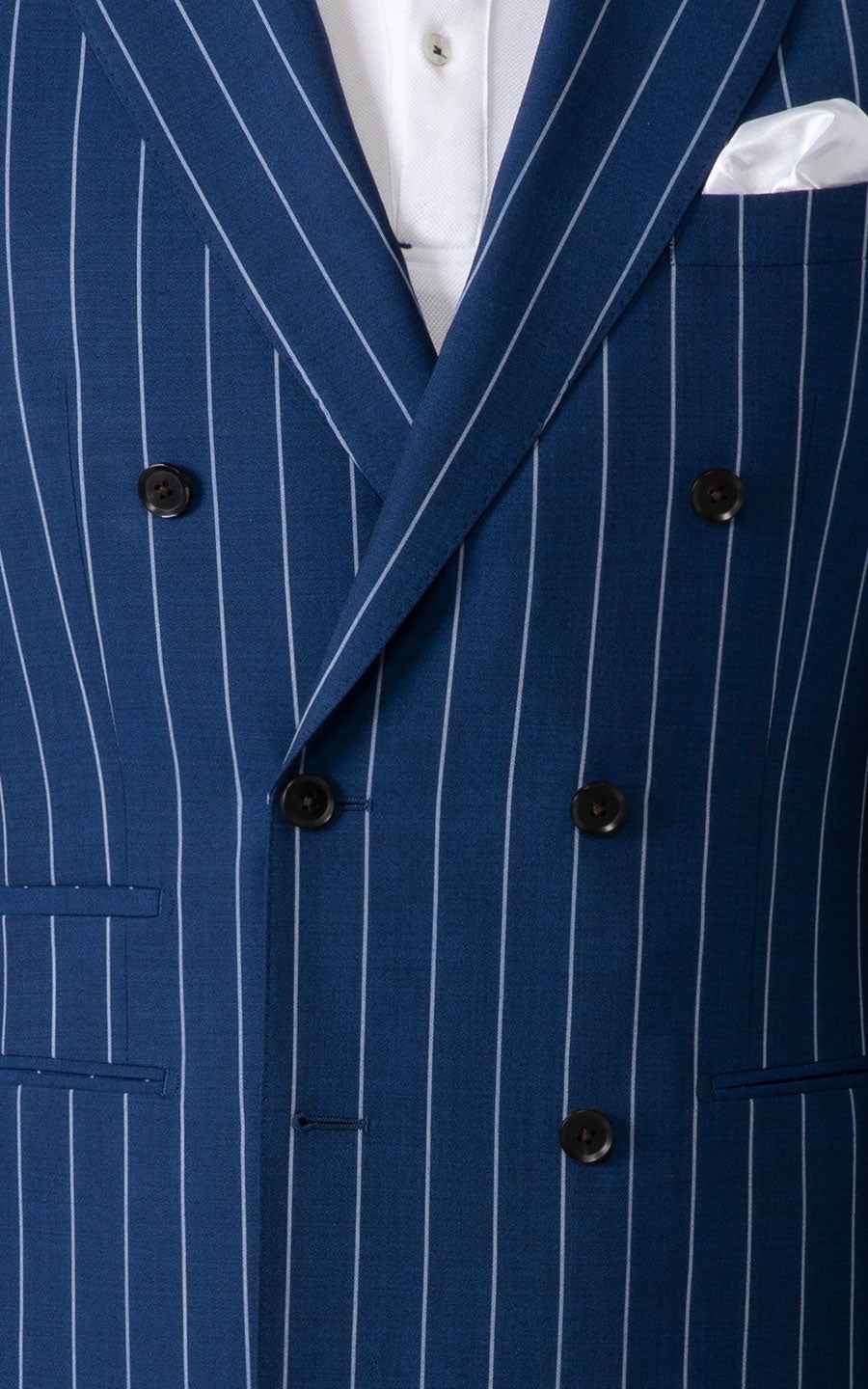 tailored suits Navy Blue Pinstripe Wool Suit Set - Tailored Fit