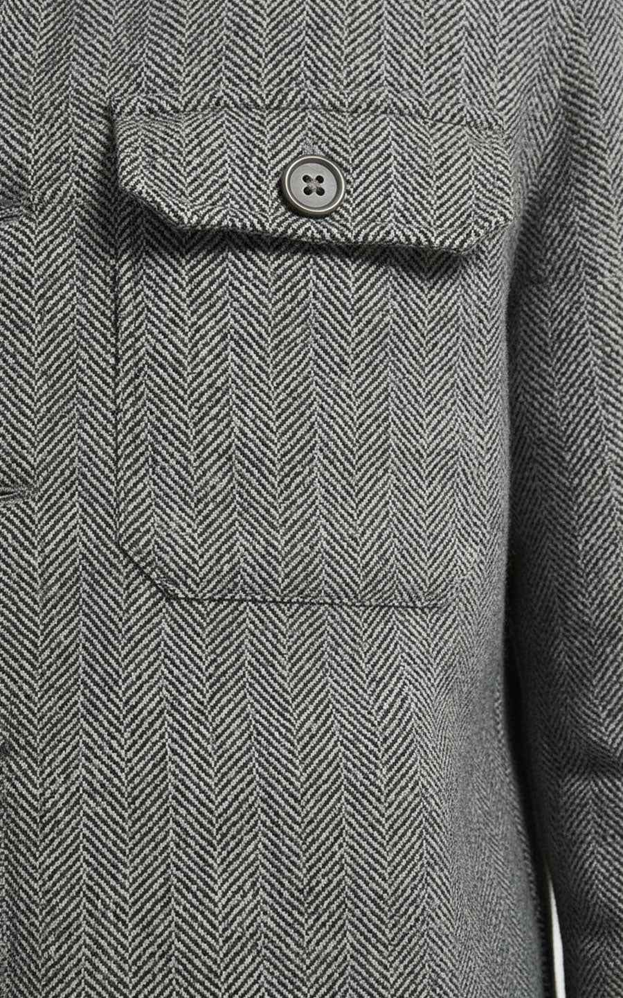 Men's Herringbone Overshirt Jacket - Grey