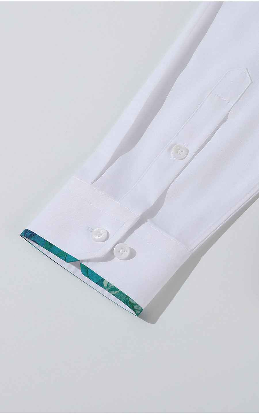 Custom White Dress Shirt with Green Accents - Tailored Fit