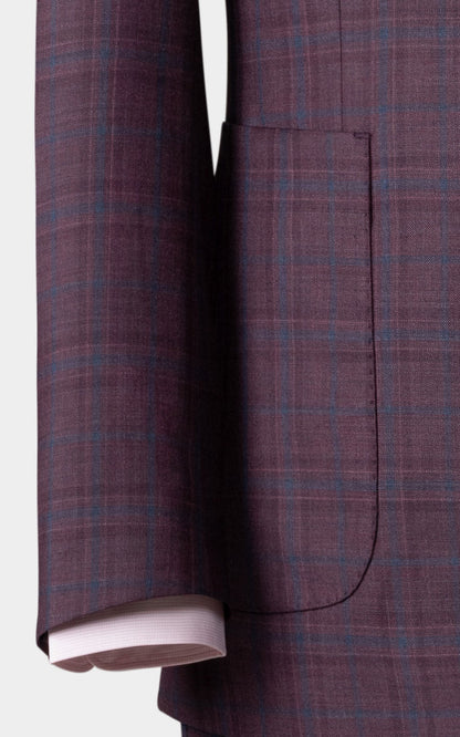 Purple plaid pattern suit fabric detail premium custom