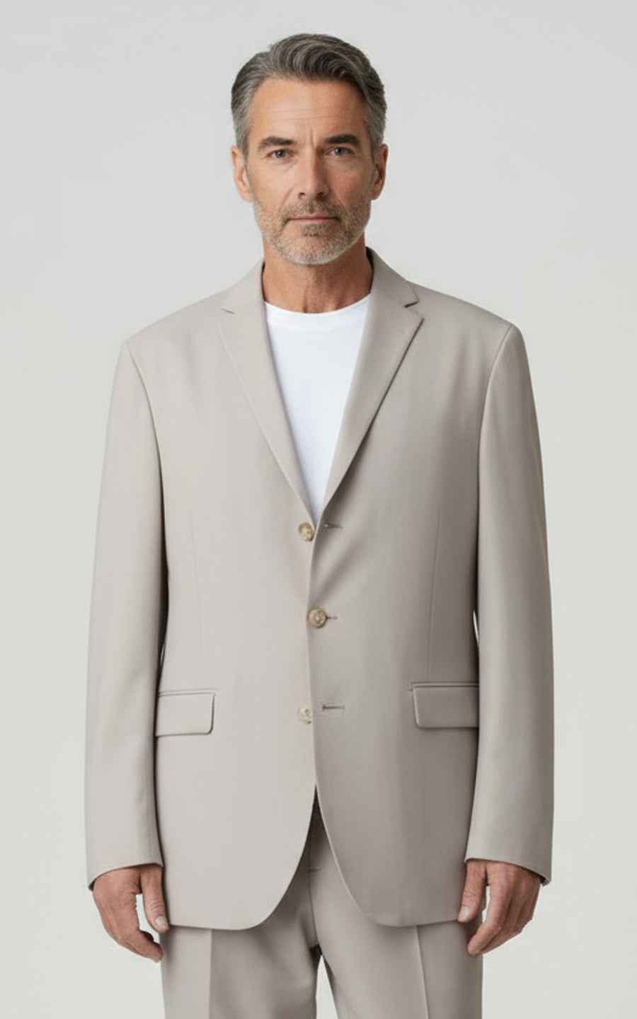 Mens Casual Suit Beige Tailored Modern Leisure Set