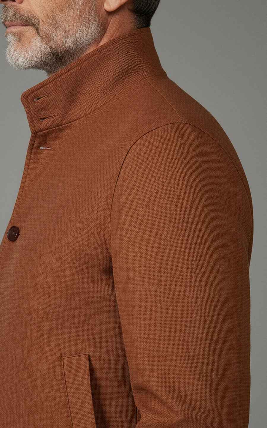 Men's Custom Reddish Brown Stand Collar Casual Jacket