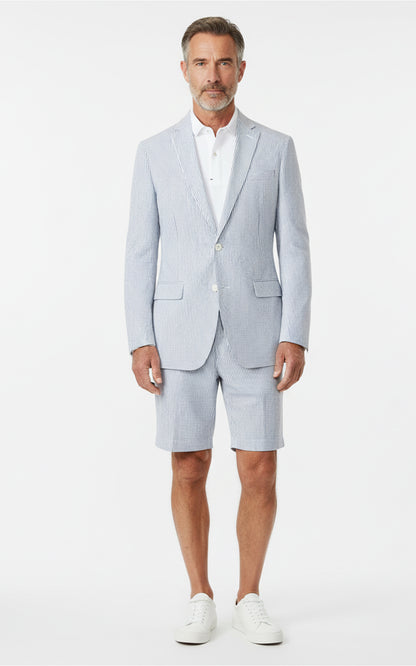 Men Custom Gray Striped Casual Suit Set