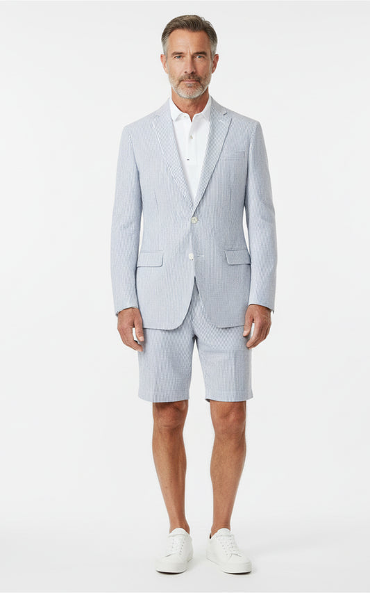 Men Custom Gray Striped Casual Suit Set