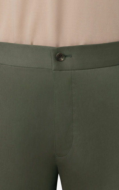 Dark Olive Wool Trousers Side - Premium Suit Pants