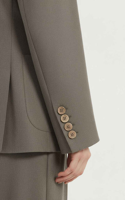 Tailored Blazer Set - Gray & Wide-Leg Trouser