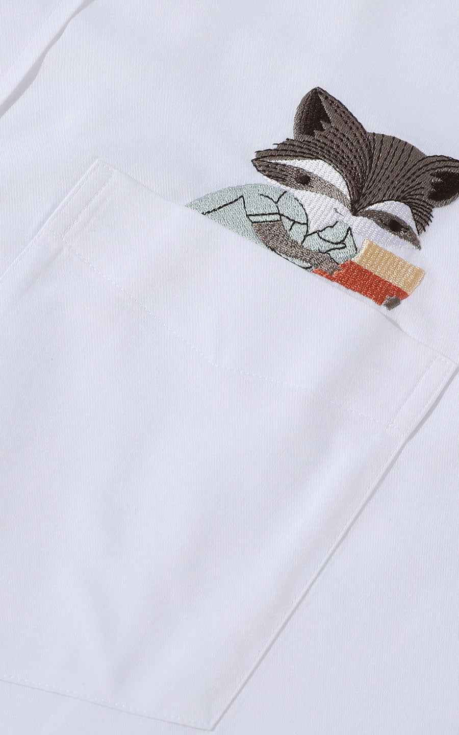 White Shirt with Cute Fox Embroidery - Custom Tailored