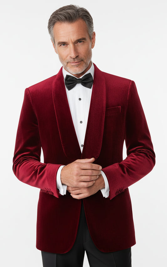 Custom Burgundy Velvet Tuxedo Mens Wedding Formal Suit
