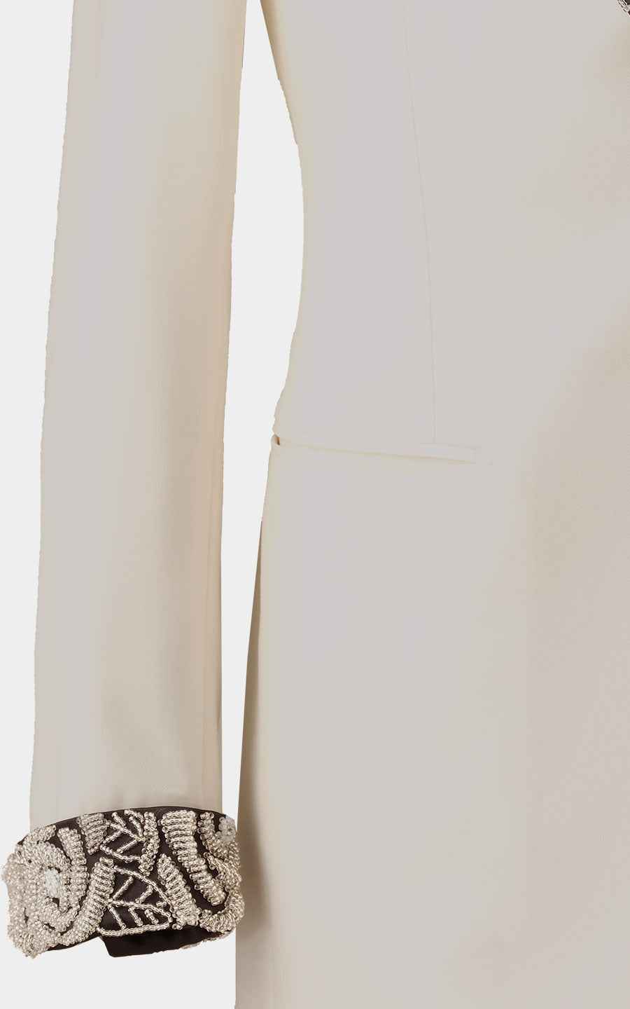 Men's White Wool Wedding Tuxedo - Custom Premium