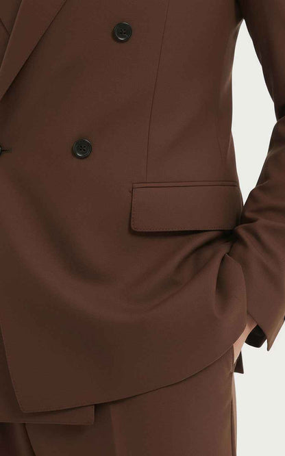 Men's Brown Suit Double-Breasted Classic Fit