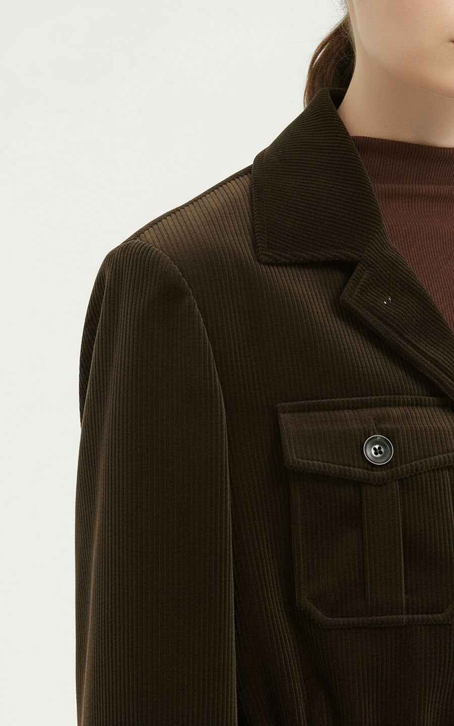 Casual Jackets - Black Corduroy Double-Breasted