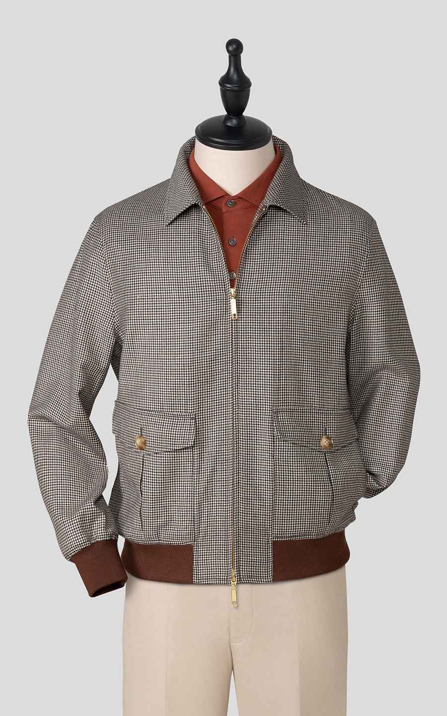 Custom brown plaid jacket for men casual coat