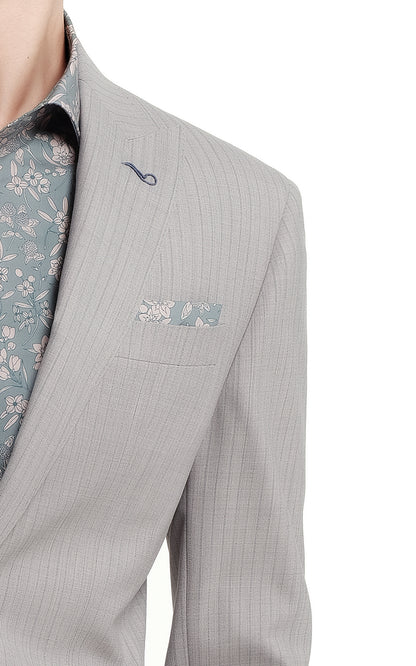 Men's Gray-Brown Striped Formal Custom Suits Set