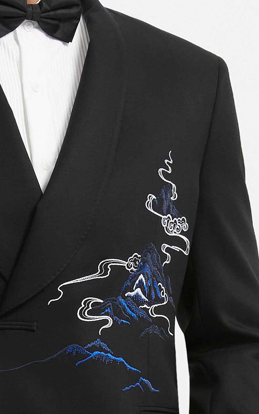 Chinese Wedding Suit Men Black Dragon Embroidery Formal