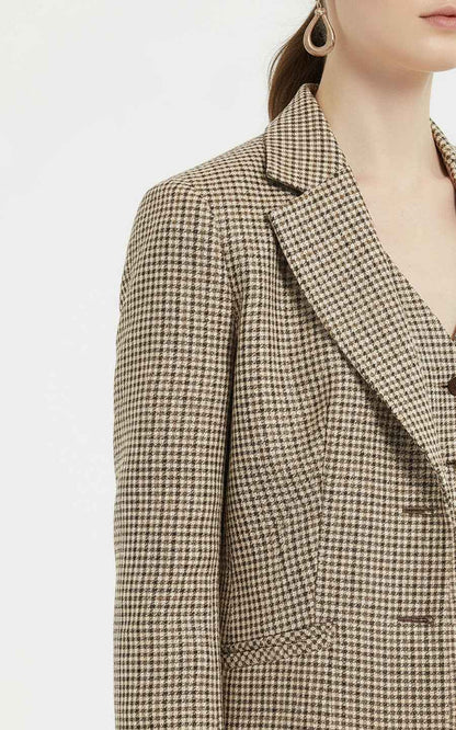 Custom Suits - Houndstooth Blazer Dress with Pockets