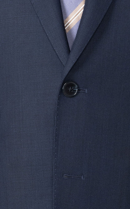 Navy blue textured fabric detail bespoke suit men's