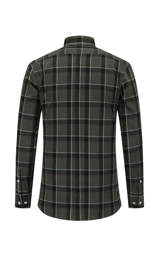 Morandi gray shirt side view - custom bamboo flannel