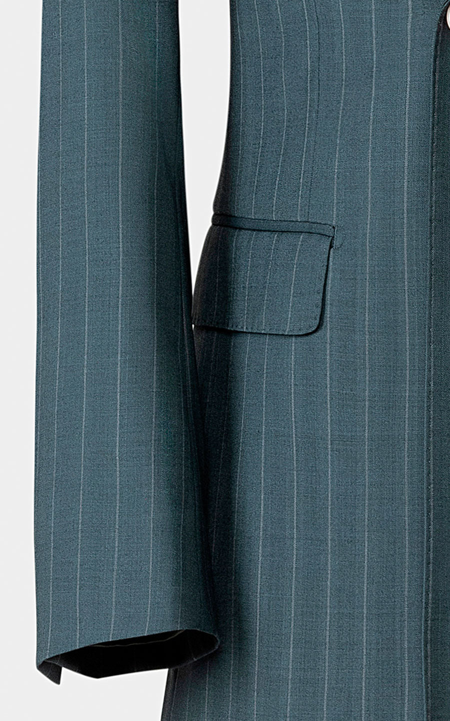 Man wearing gray green bespoke herringbone blazer