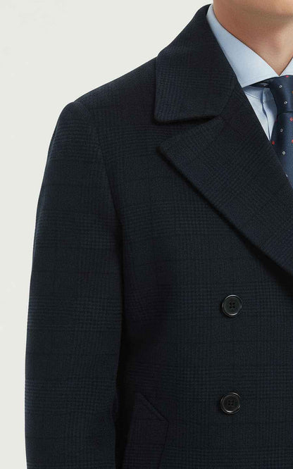 Men's Wool Coat Navy Double-Breasted Classic