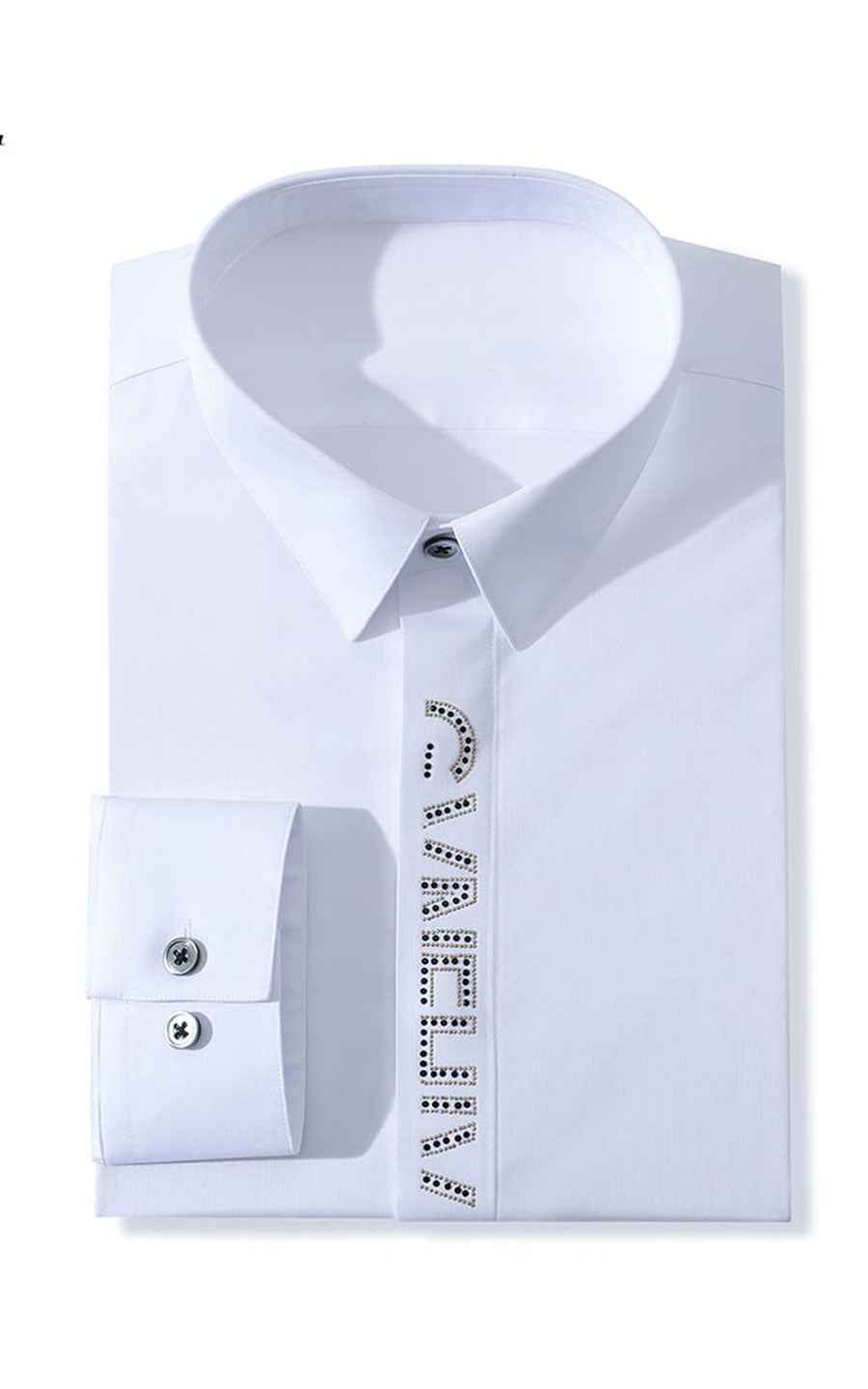 Men's White Embroidered Long Sleeve Custom Shirt
