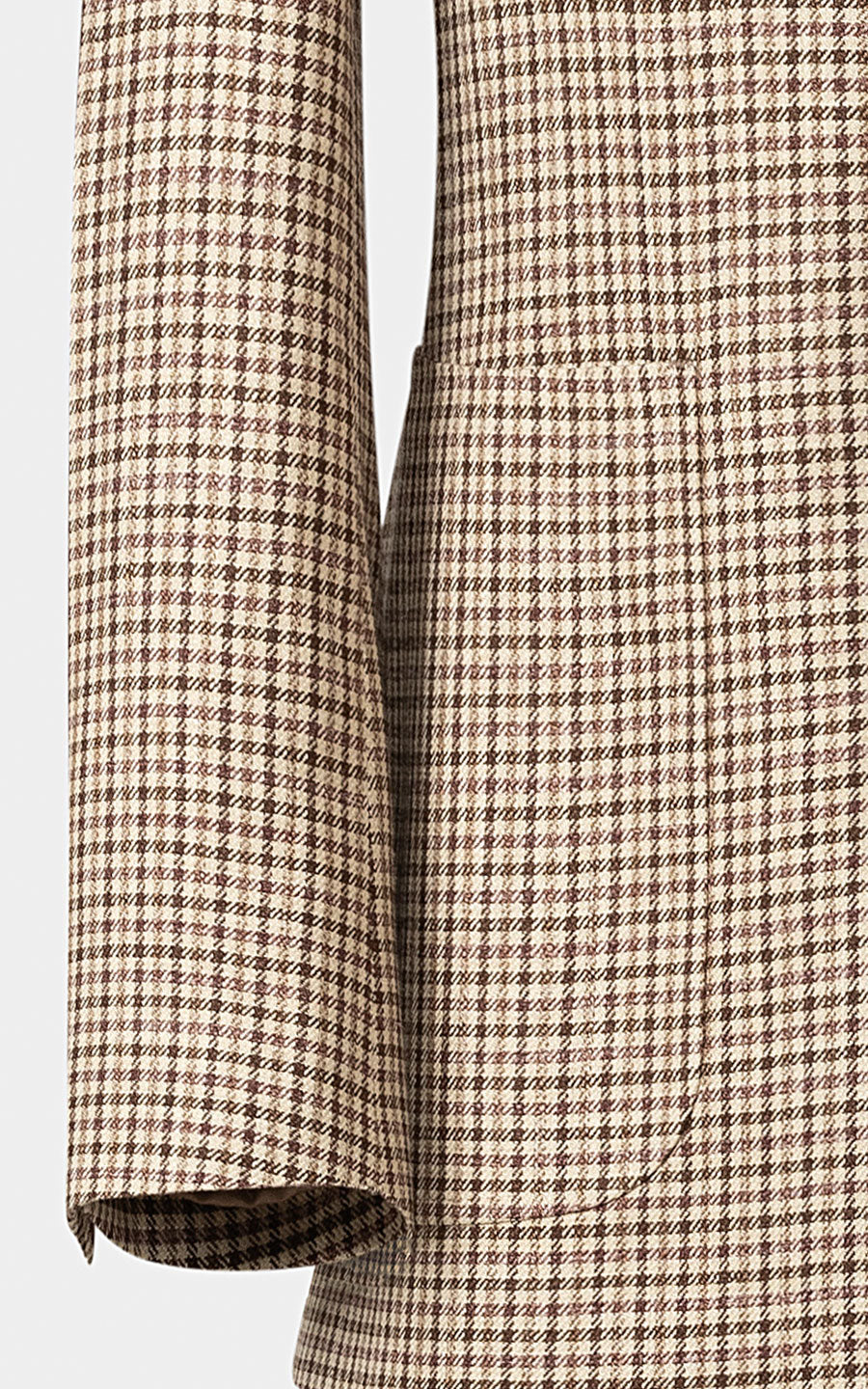 Houndstooth wool blazer side profile and lapel detail