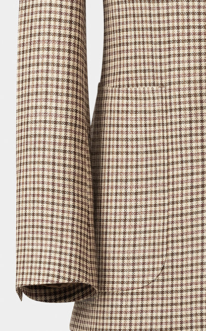 Houndstooth wool blazer side profile and lapel detail