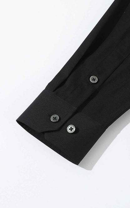 Custom Black Dragon Embroidered Dress Shirt - Tailored Fit