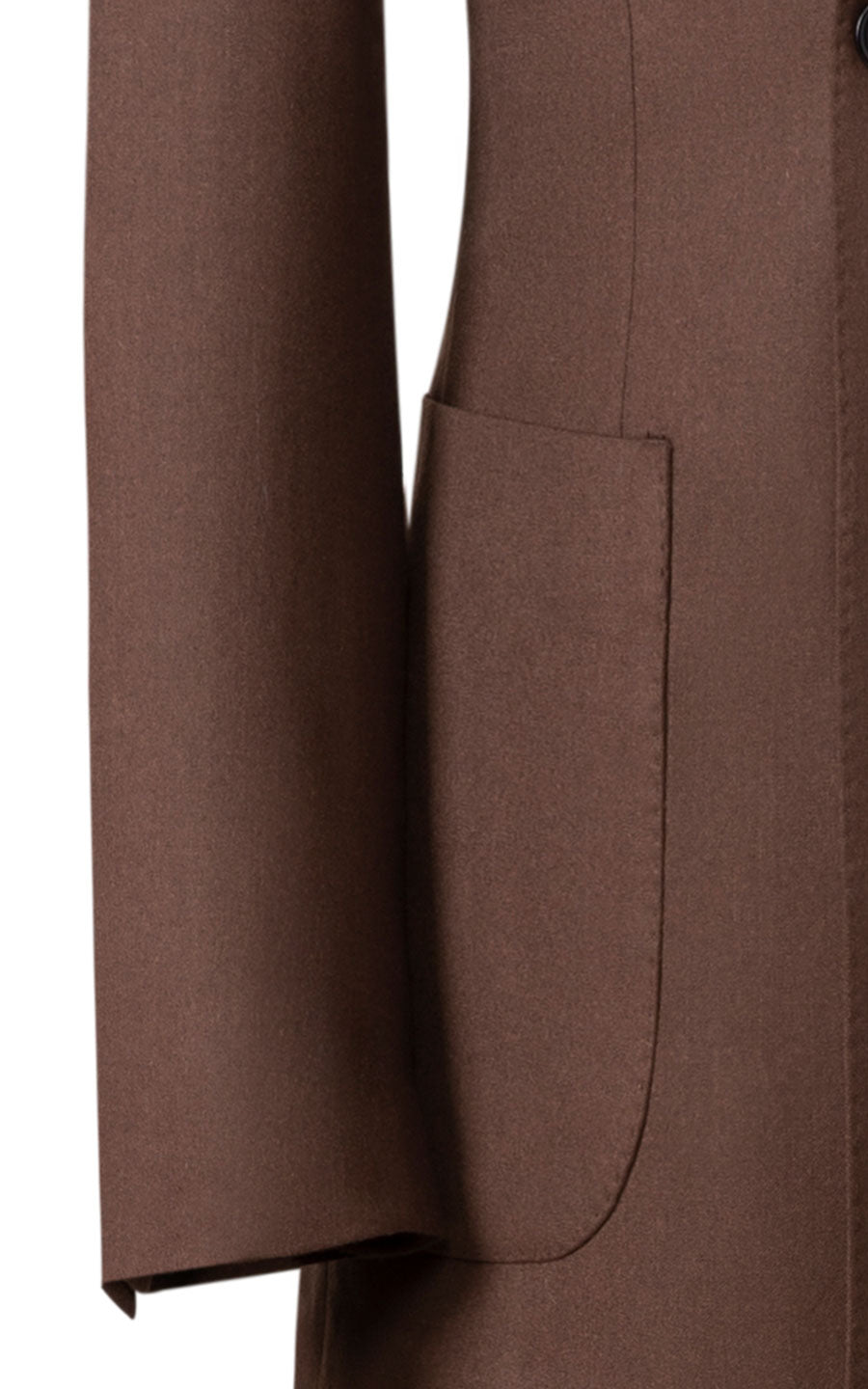 Man wearing custom dark brown wool tailored fit blazer
