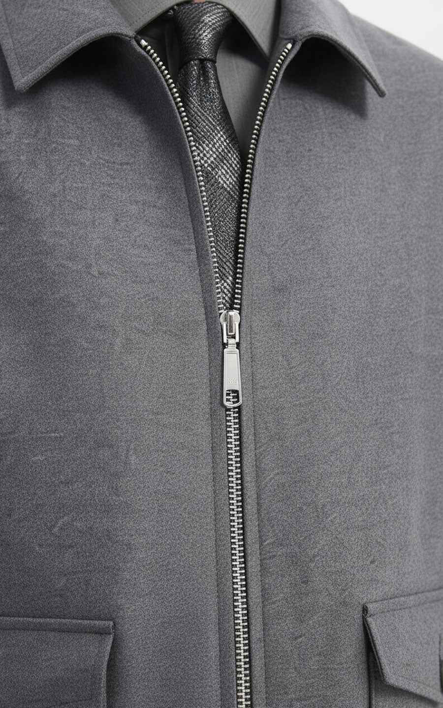Premium Men's Jacket - Gray Zip-Up Style
