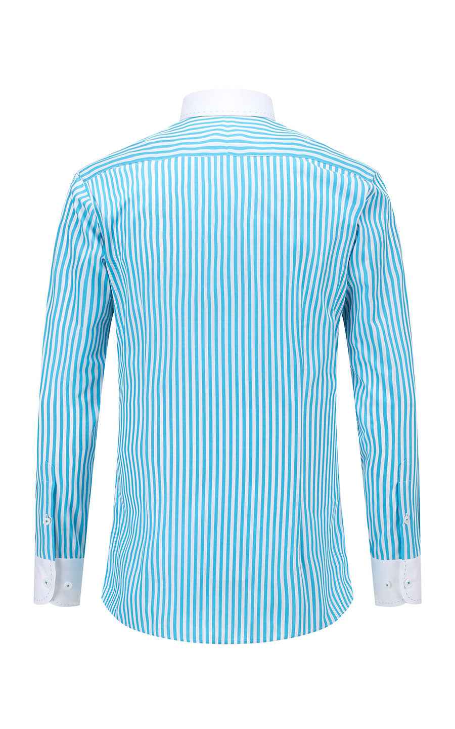 Custom Misty Blue Cotton Dress Shirt - Tailored Fit