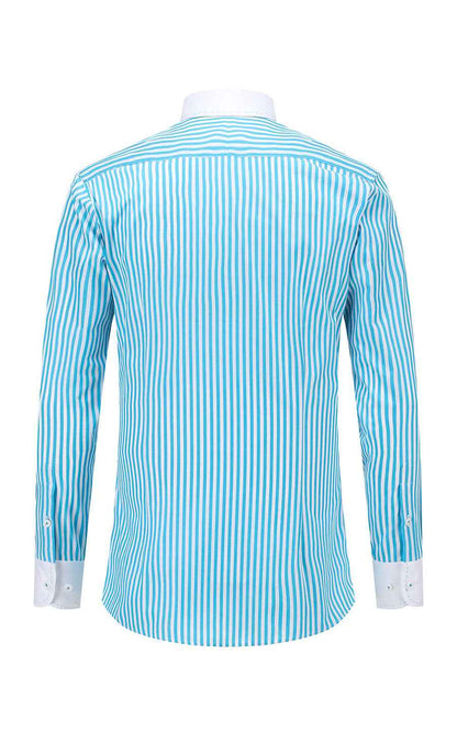 Custom Misty Blue Cotton Dress Shirt - Tailored Fit