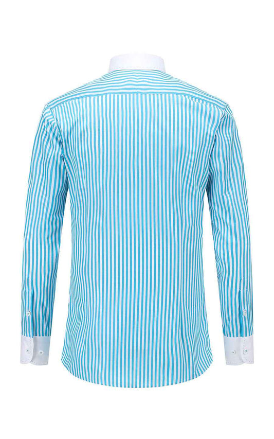 Custom Misty Blue Cotton Dress Shirt - Tailored Fit
