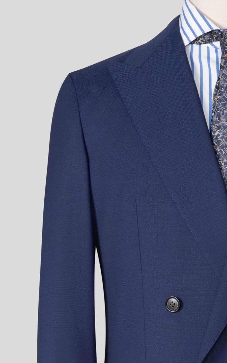 Men's Navy Blue Wool Business Suit Set - Custom Tailored