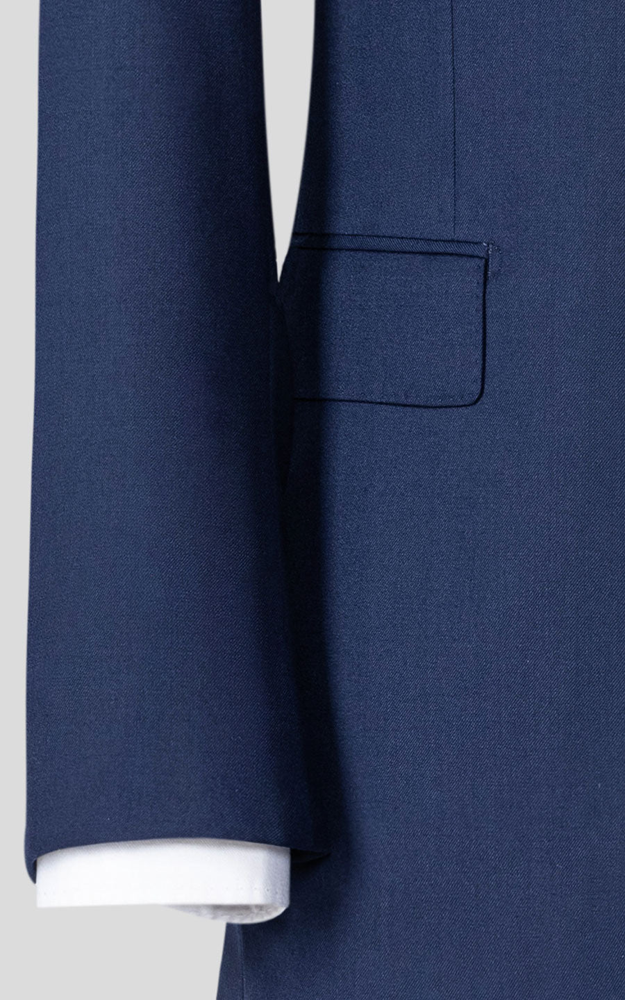 Dark blue notch lapel detail custom business suit