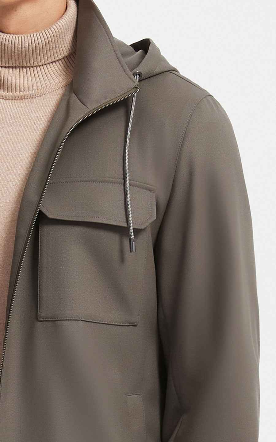 Modern Utility Hooded Jacket - Olive Taupe