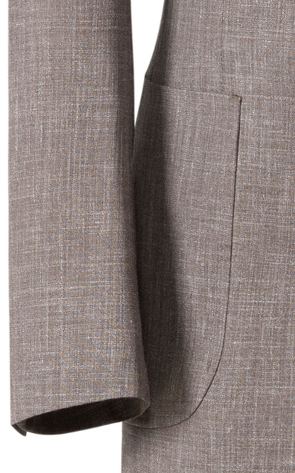 Gray wool linen silk blend fabric texture close up