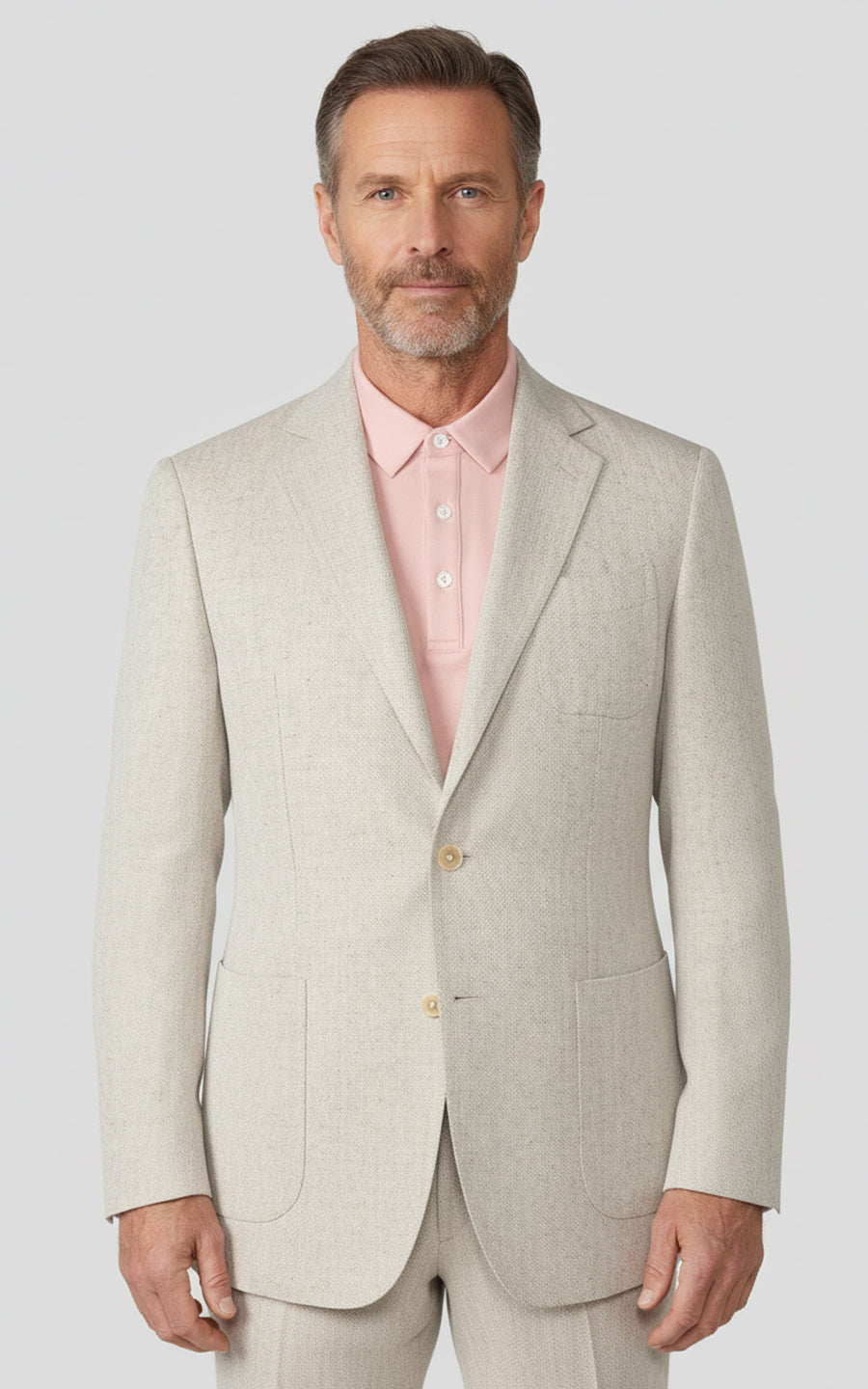 Tailored Mens Light Beige Linen Suit Bespoke Casual Wear Blazers