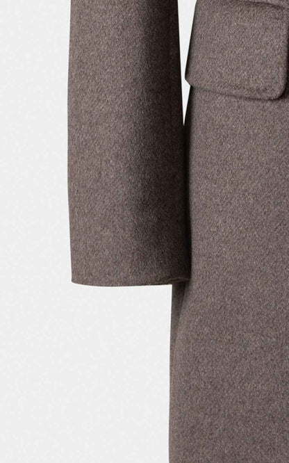 Dark brown wool stand-up collar for men trench coat tailored