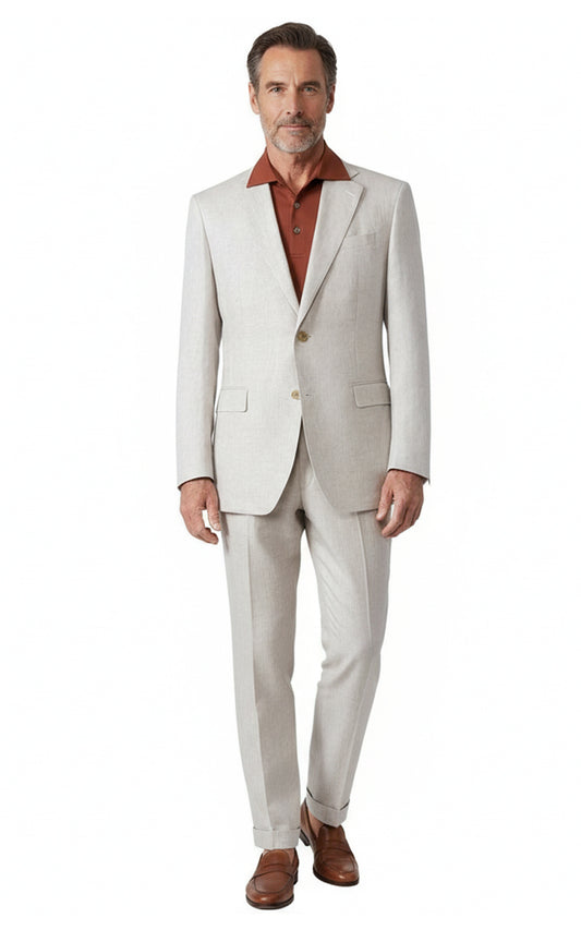 Men's Suit Customization Linen Beige Casual Set