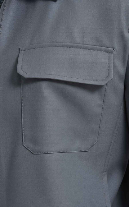 Jacket Men Grey Zip Up Utility Style Casual Wear