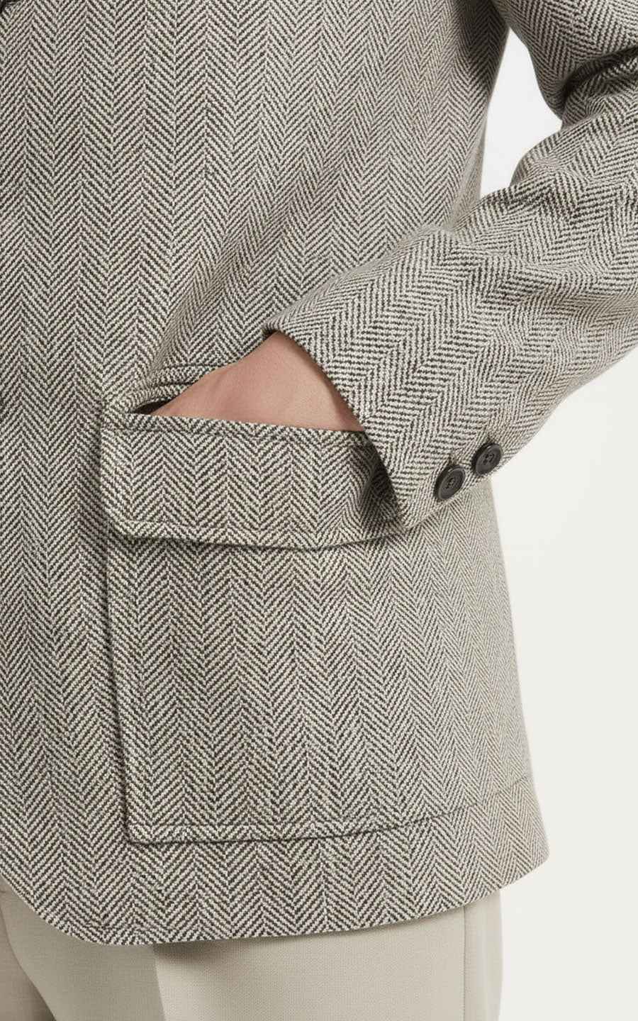 Men's Herringbone Suit - Stand Collar Jacket Style