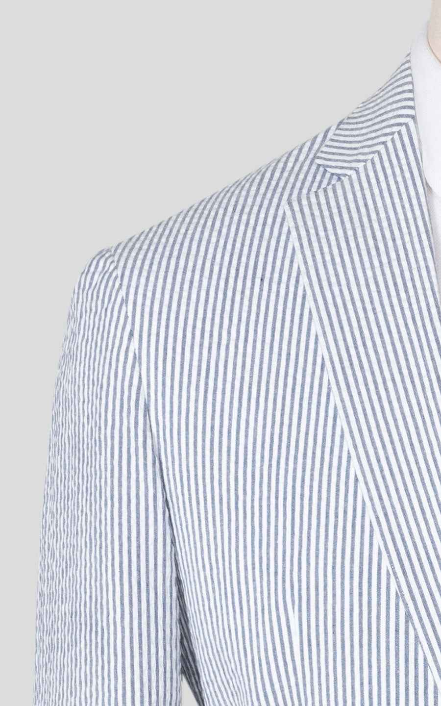 Light Gray Striped Casual Suit Set - Tailor Made
