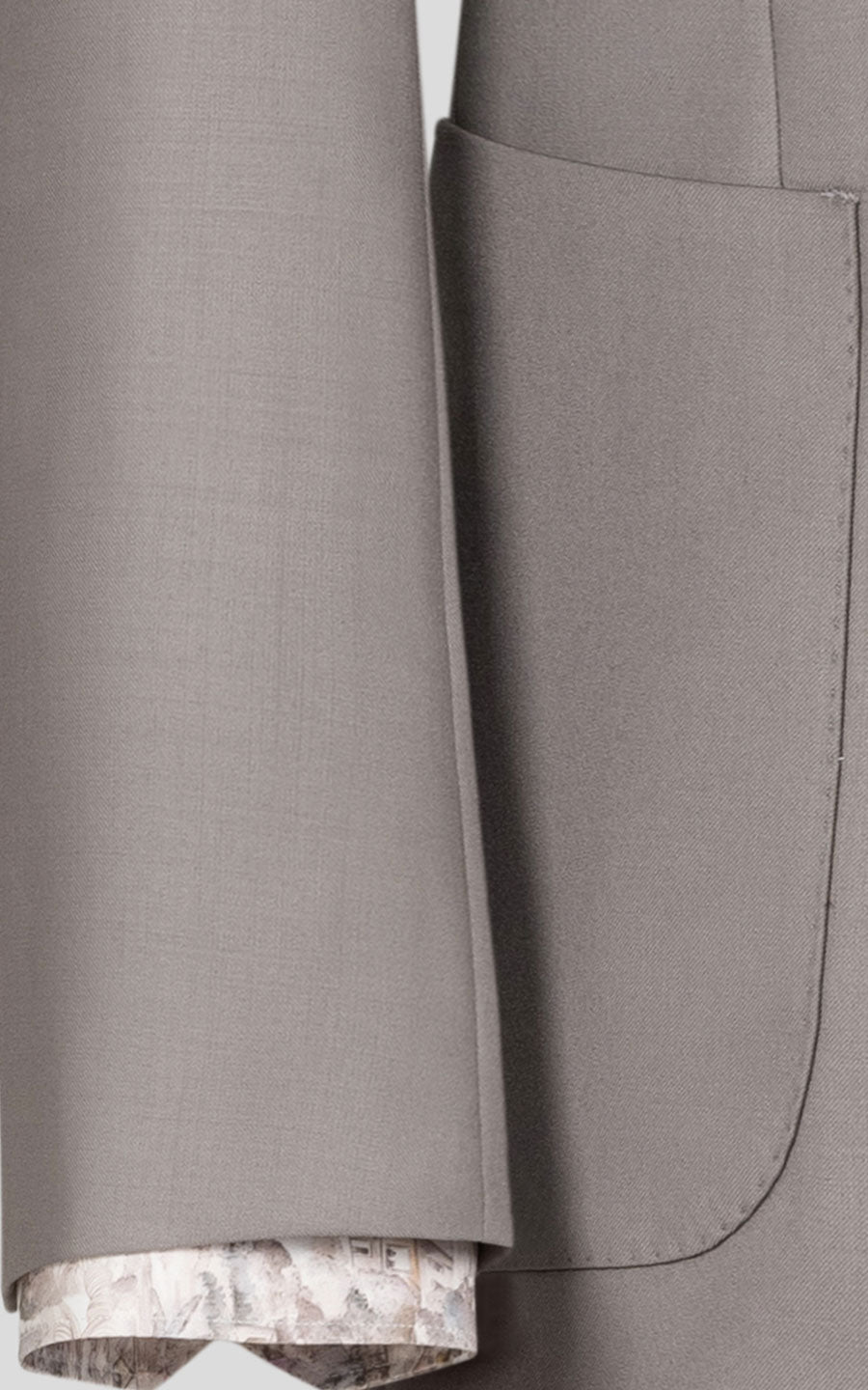 Gray striped business suit front view custom tailored