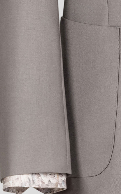Gray striped business suit front view custom tailored
