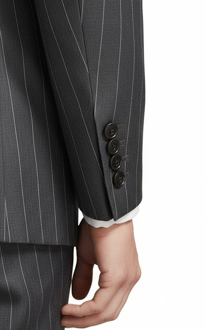 Men's gray pinstriped double-breasted formal custom suits set